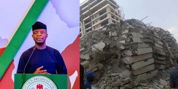 Yemi Osinbajo refuted claims that he owns the land upon which the collapsed 21-storey building
