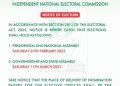 INEC Publishes Notice of Election