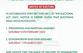 INEC Publishes Notice of Election