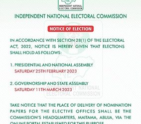 INEC Publishes Notice of Election
