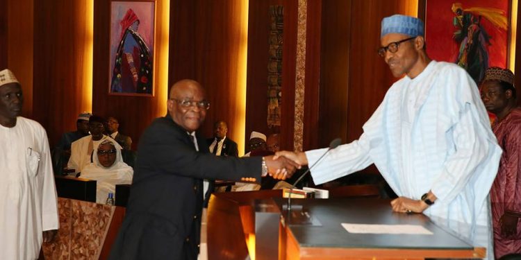 Buhari swears-in new acting Chief Justice of Nigeria
