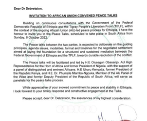 African Union Invites Ethiopia and Tigrayan Forces for Peace Talk