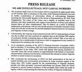 ASUU Seeks Cooperation to Resolve Crisis