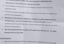 CBN Release Guidelines for Depositing Old Notes