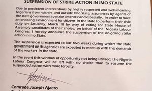 NLC Suspends Strike in Imo